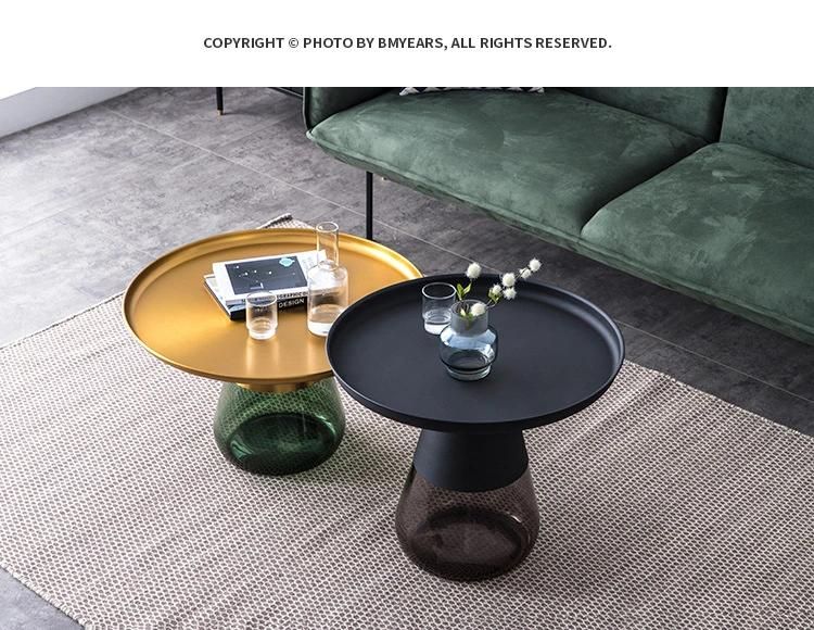 Office Furniture Metal Countertop Green Glass Body Table