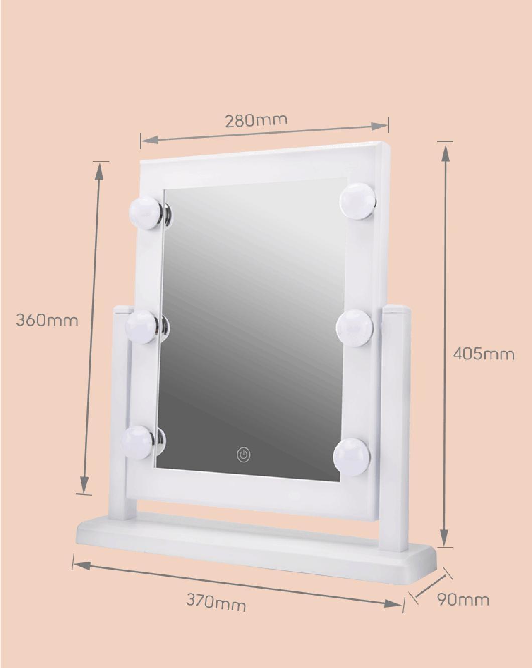 Pritech Customized Large Size Battery Operated Plastic Makeup Mirror with Lights