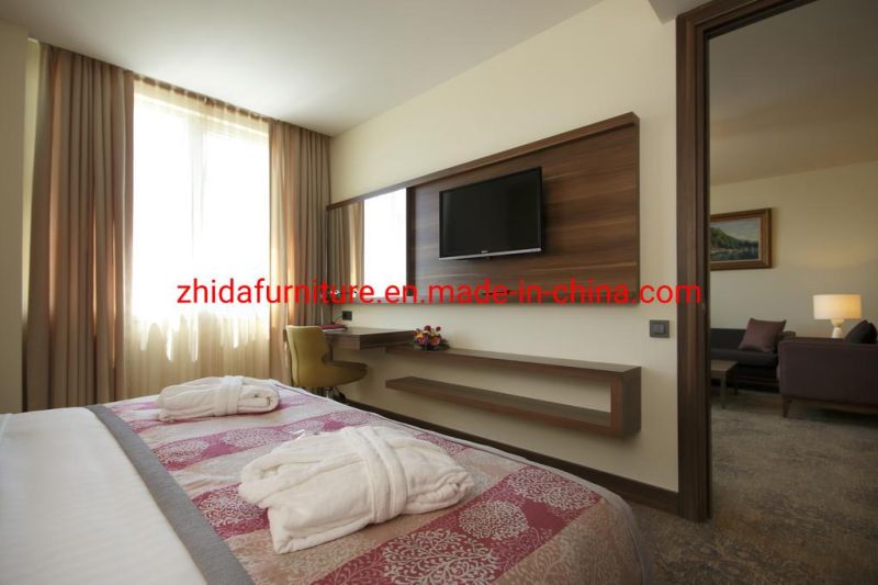 Commercial Hotel Furniture Durable 4 Star Standard Wooden Master Bedroom Furniture Set King Size MDF Bed