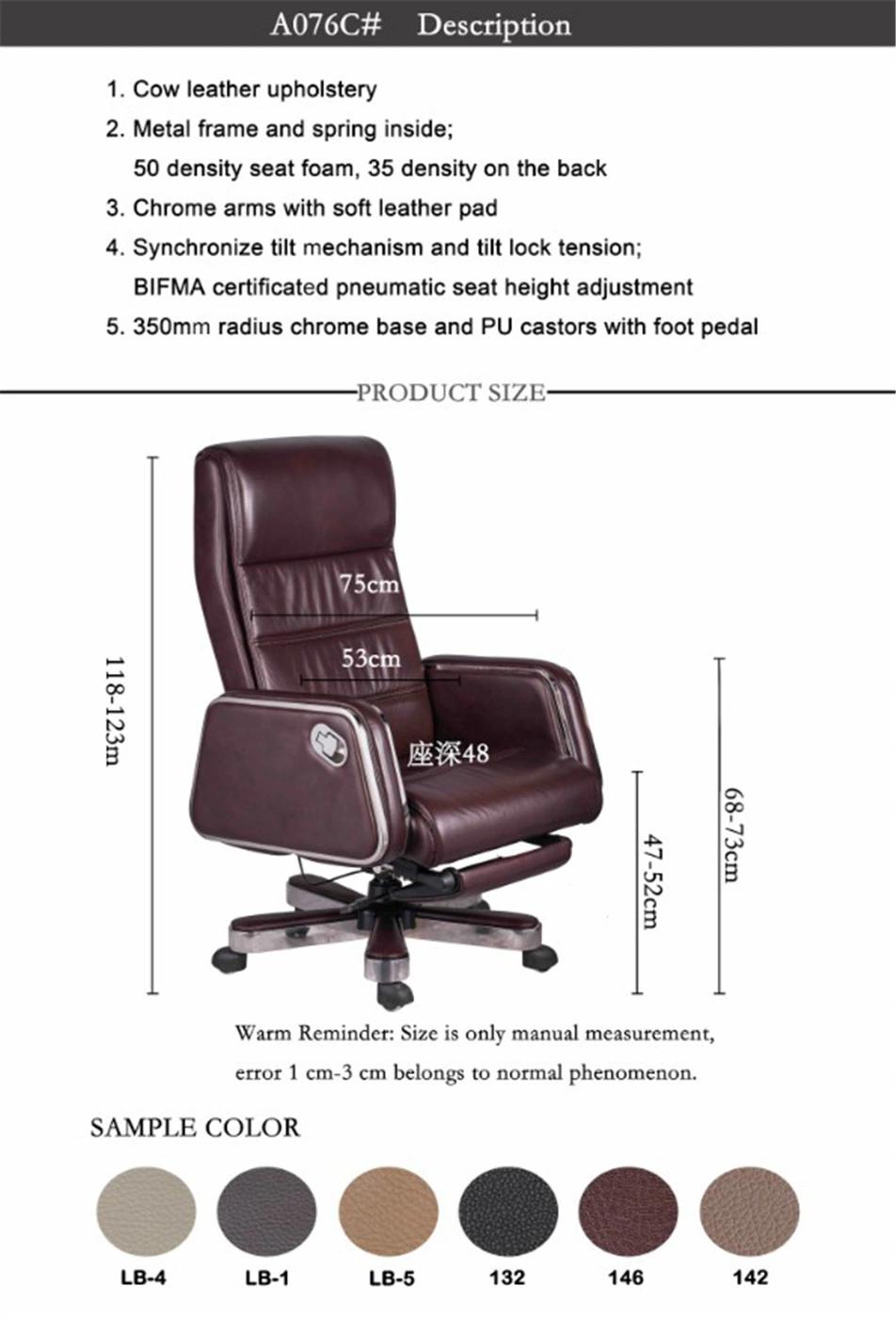 Luxury High-Back Leather Office Chair Swivel Office Furniture With Footrest for Boss/Manager