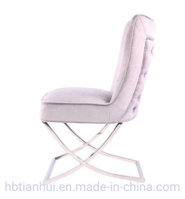 Modern Home Furniture High Back Velvet Stainless Steel Luxury Dining Chair Metal Leg Velvet Fabric Stainless Steel Chairs