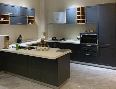 Customized Modern High Quality Skin Melamine Finish Handleless Design Home Kitchen Cabinets