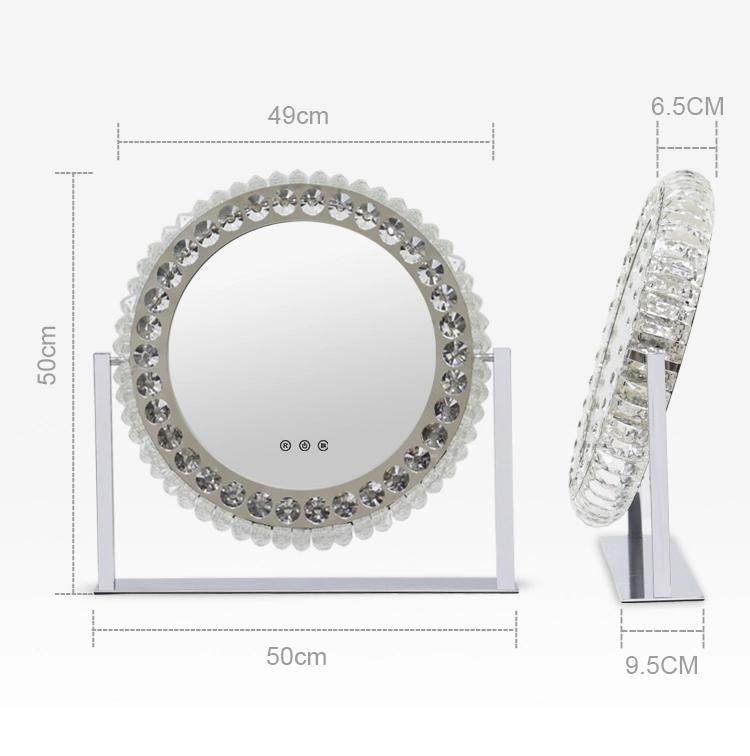 Home Decor Style Round Desktop Crystal Make up Mirror with Lights