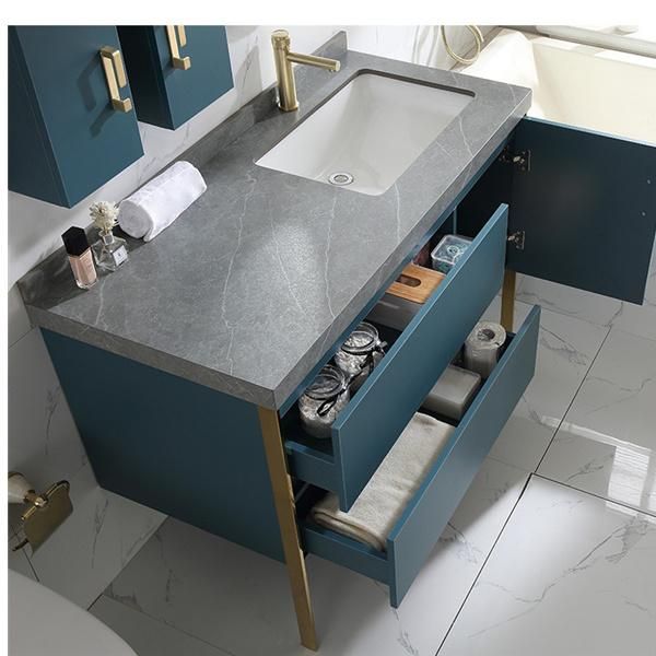 Rockboard Light Luxury Golden Modern Bathroom Bathroom Cabinet Vanity Sink Wash Hand Basin Cabinet Bathroom Smart Mirror Cabinet