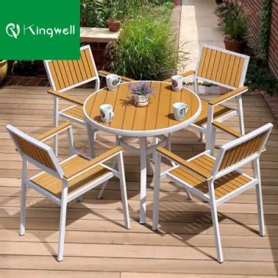 Modern Leisure Patio Outdoor Garden Furniture Plastic Wood Table and Chair for Hotel