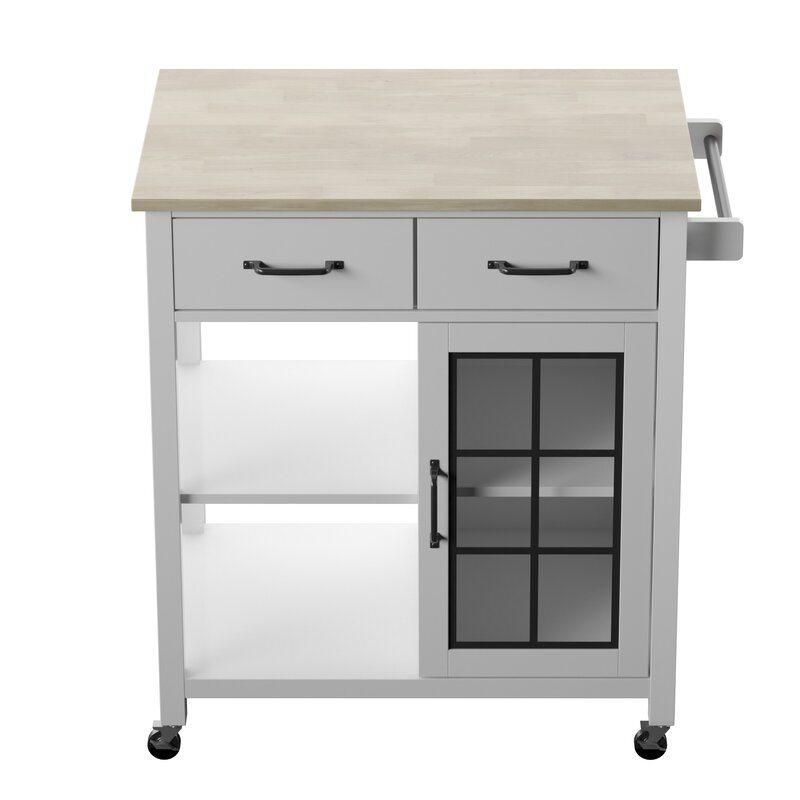 American Home Styles 2 Drawer 1 Door   Rolling Kitchen Cart with Solid Wood Top