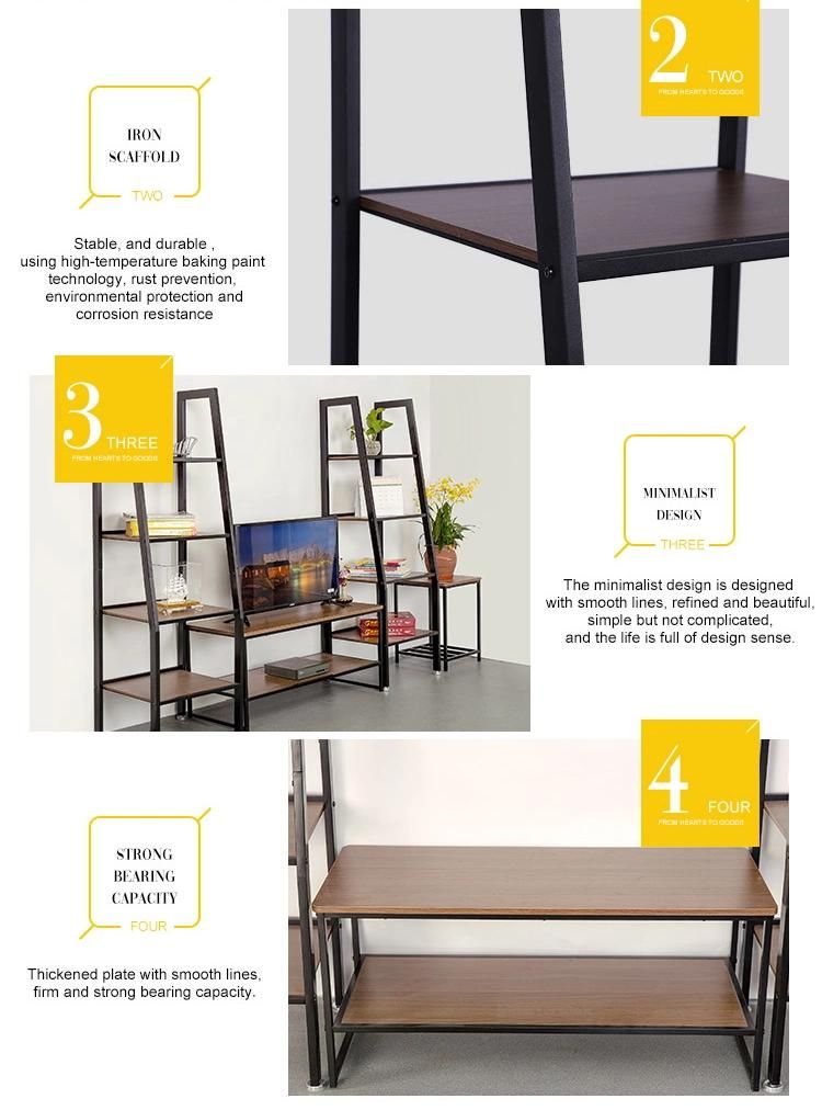 Steel Wood Integrated Desktop Computer Desk for Student with Bookshelf