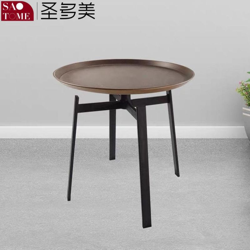 Simple Style Metal Frame Round Center Coffee Table