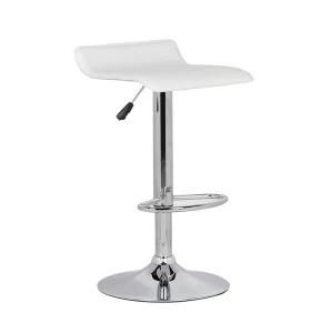 Modern PU Adjustable Swivel Chromed Base Bar Stool with Footrest