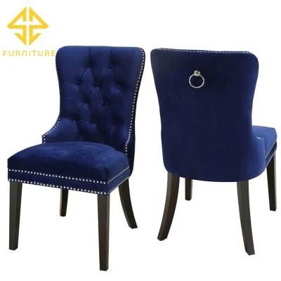 Wooden Furniture Upholstered Velvet Fabric Tufted Back Dining Room Chair