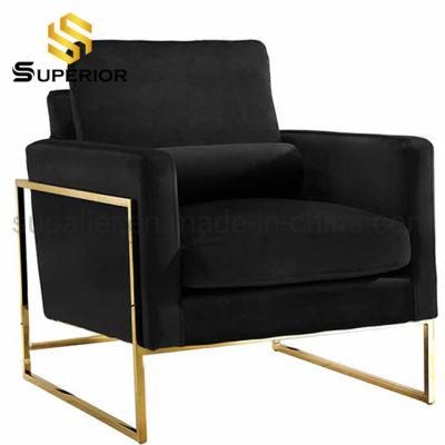 High Quality Living Room Furniture Metal Frame Black Fabric Sofa