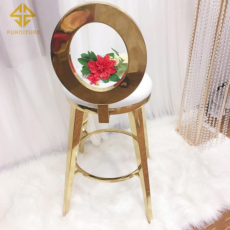 Sawa Newest Modern Luxury Wedding Furniture Golden Metal Frame High Stool Chair for Banquet Event Used