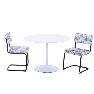 Nordic Minimalist Thin Hoom Kitchen Restaurant Furniture Stable Smooth Round MDF Black White Table for Dining Room Use