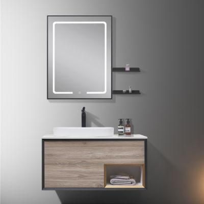 1000mm Natural Wood Color Modern Bathroom Cabinet with Large Storage and Open Drawers