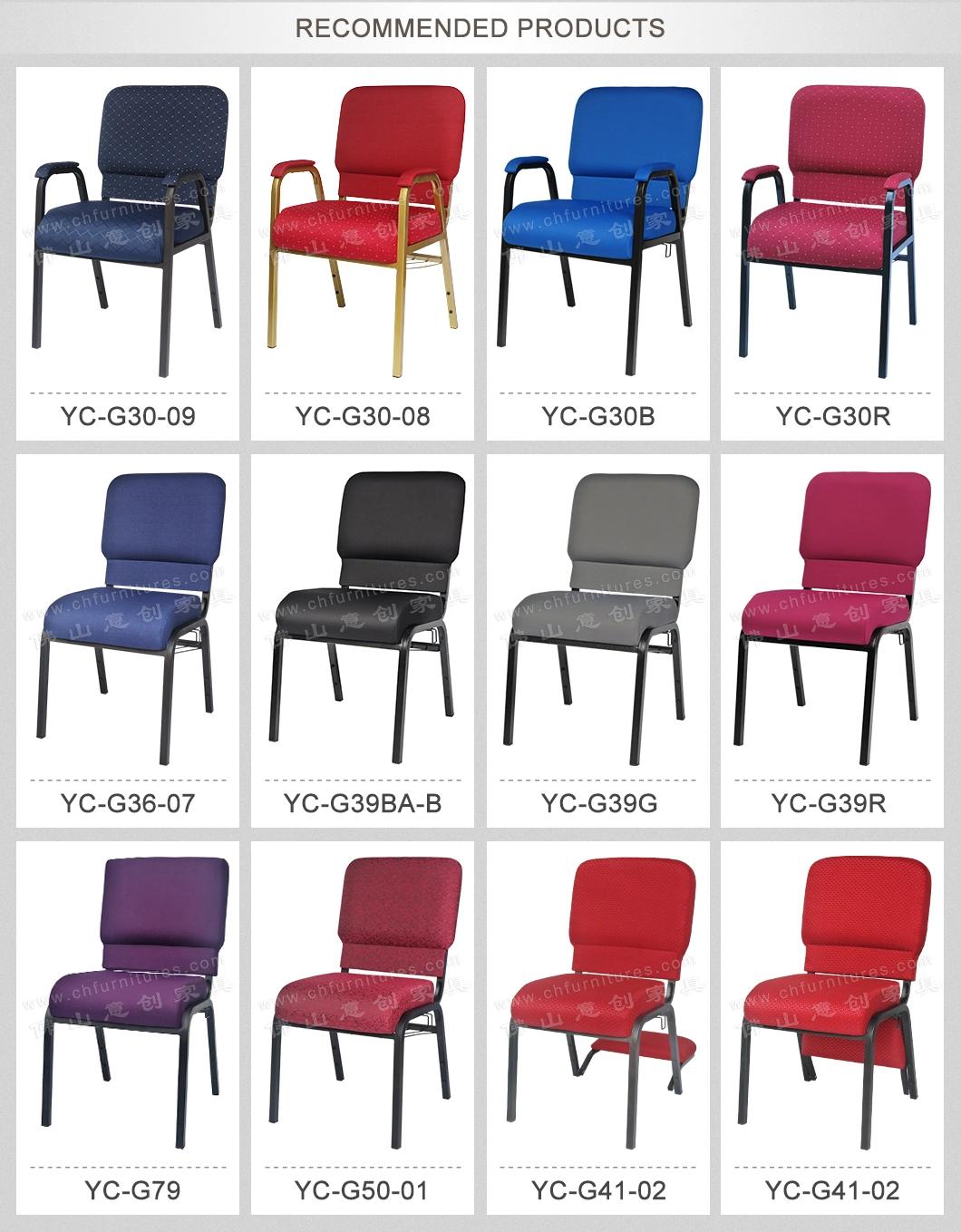 Yc-G38-13 Iron Wholesale Worship Chair Black Stacking Diamond Pattern Blue Chair for Church