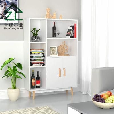White Partical Board Faced Melamine Bookshelf with Two Doors