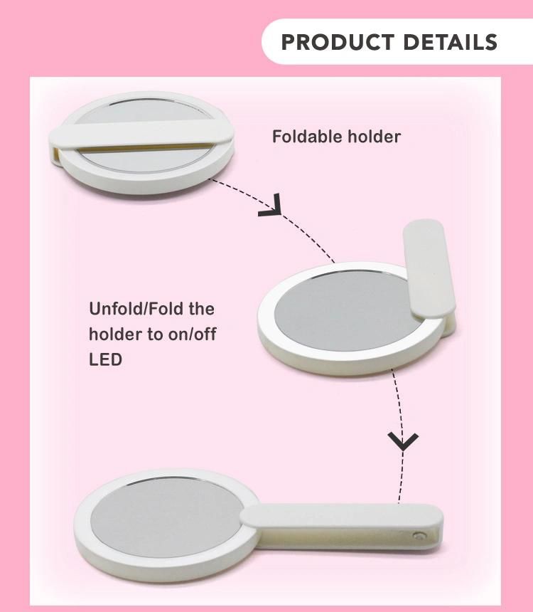 New Style Gift Hand Pocket Portable LED Cosmetic Makeup Mirror