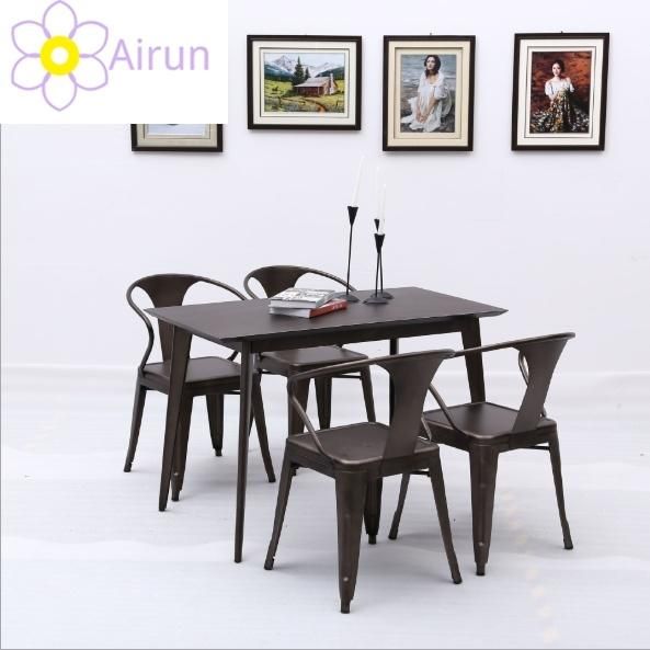 Cheap Vintage Rectangle Wood Top Metal Frame Dinning Furniture Restaurant Table / Luxury Iron Metal Legs Dining Tables