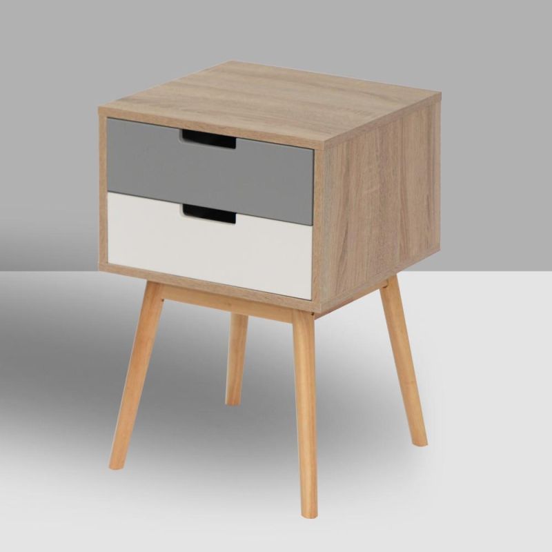 2 Drawer End Table Night Stand with Bin Drawer