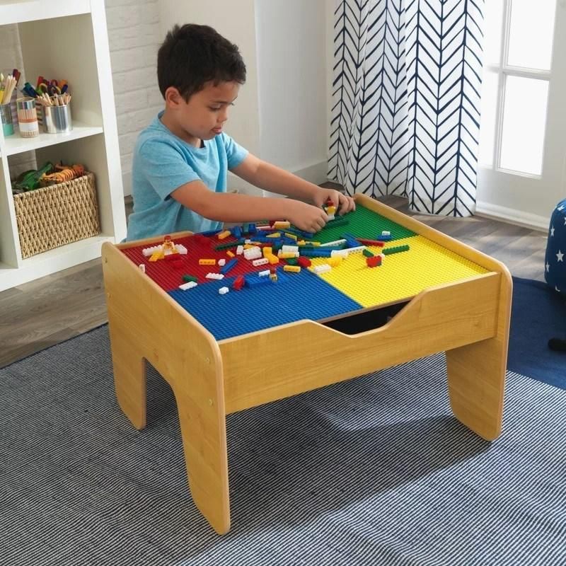 2-in-1 Modern Furniture Kids Activity Table Pine Wood Play Table