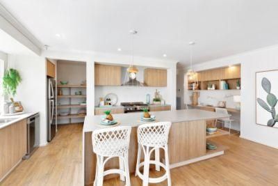 Custom Made Wood Grain Modern Furniture with White Quatz Stone Kitchen Storage Cabinets