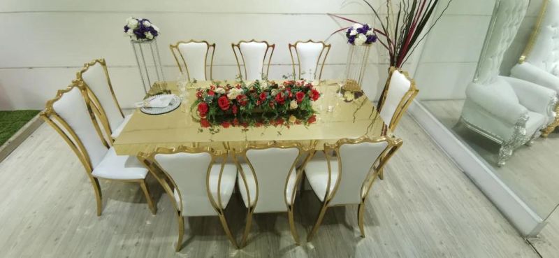 Event Furniture Stainless Steel Frame Glass Top Wedding S Shape Dining Table