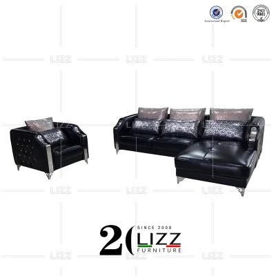 Classic European Modern Luxury Home Furniture Set Leisure Geniue Leather Sofa with Chaise