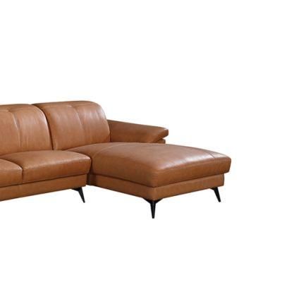 Sunlink Modern Corner L Shape Grain Leather Long Couch Set Metal Sofa Legs Livingroom Sofa