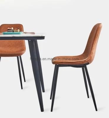 Modern Home Furniture Set Living Room Leather Cushion Steel Dining Chairs
