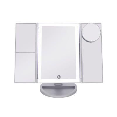 Hot Selling Furniture Mirror Trifold LED Makeup Mirror Touch Sensor Standing Mirror for Hairdressing