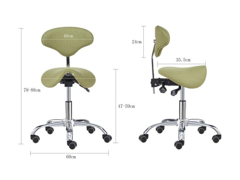 Swivel Rolling Adjustable Saddle Seat Stool Office Chair with Back Support