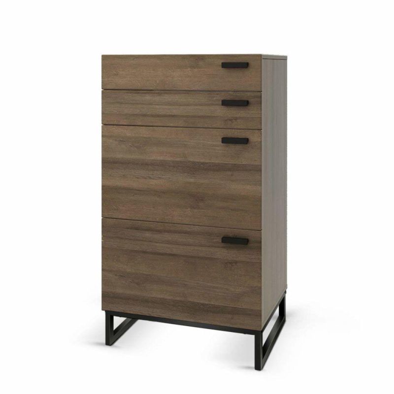 Classic Furniture 4 Drawer High Dresser, Drawer Chest, Storage Cabinet Sideboard with Steel Legs for Home Office