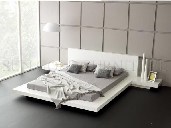 Luxury King Size White Platform Wooden Bed (SZ-BF175)