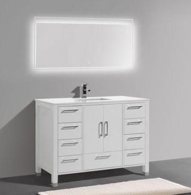 Solid Wood Modern Simple Floor Mounted 48 Inch Sink Bathroom Cabinet with Mirror