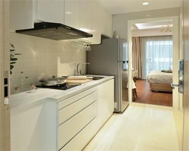 Apartment Linear Style Freestanding Modular Flat PVC Kitchen Cabinet Furniture