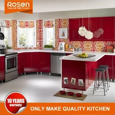 Red Design High Gloss Varnish Laminate Kitchen Cabinets Furniture