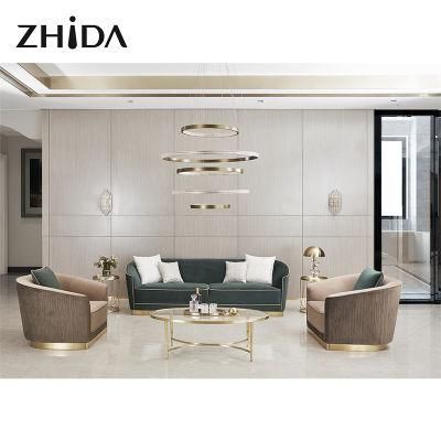 10% off Zhida Italian Style Modern Luxury Lasted Design Home Furniture Villa Living Room 1 2 3 Velvet Fabric Leisure Sofa for Sale