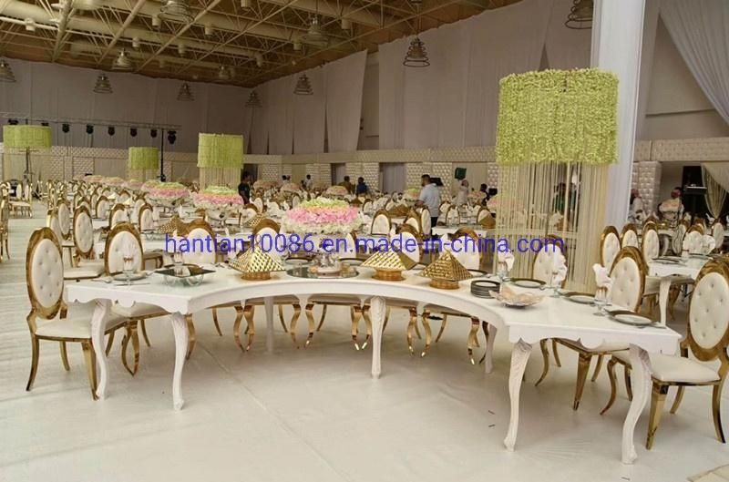 Steel Leg Indoor Wedding Furniture White PU Leather Gold Stainless Steel Used Dining Chairs