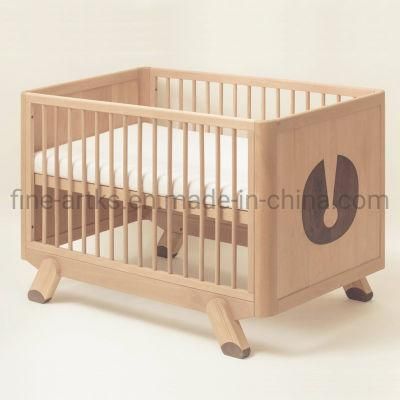 Paint-Free Cartoon Piggy Kids Bed Adjustable Playpen Solid Wood Baby Crib