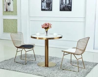 Gold Coffee Table in Simple Design with Marble Top