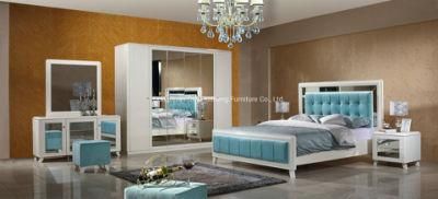 High Quality Furniture China Modern Luxury Fabric Beds with Mirror Decoration Bedroom Furniture