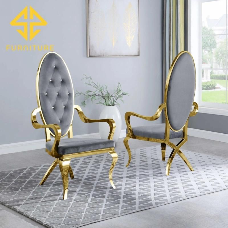 Sawa Luxury Dining Furniture Golden Metal Frame Stainless Steel Steel Pipe Chair PU Leather Wedding Dining Chair