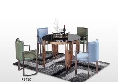 Dining Furniture Round Shape Dining Table with Tempered Glass Top