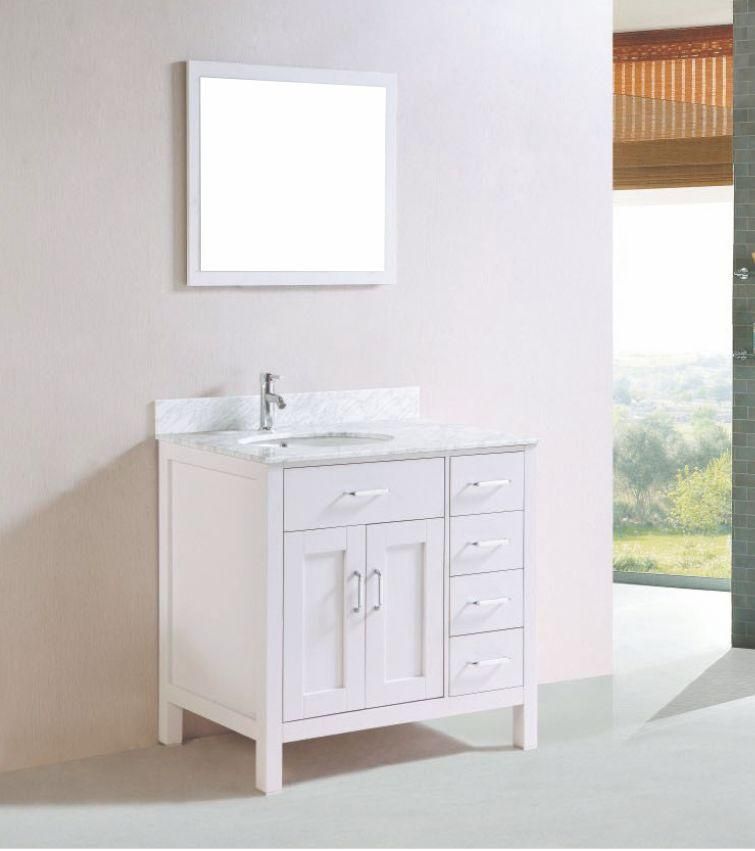 Modern Luxury Bathroom Equipment Wall Hung Wsingle Sink Solid Wood Bathroom Cabinet with Countertop