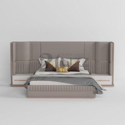 European Modern Minimalist Style Bedroom Furniture Set Luxury PU Leather Double Storage Bed
