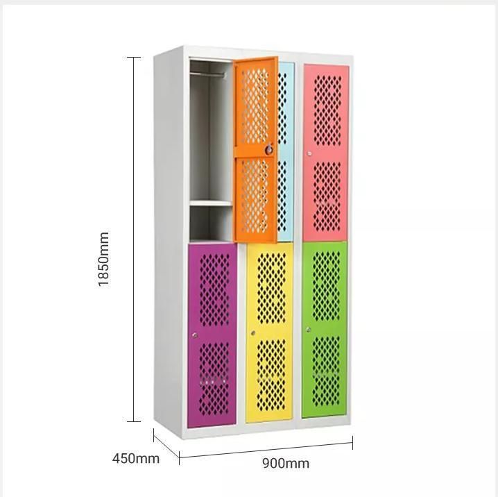 Modern Design Grid 6 Door School Storage Cabinet Metal Wire Mesh Locker