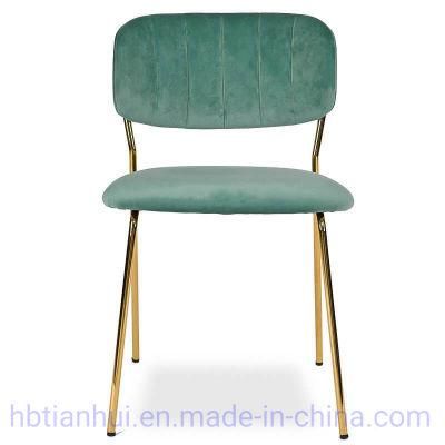 Modern Furniture Gold Stainless Steel Dining Chair Blue Velvet Restaurant Chair for Home Hotel Wedding