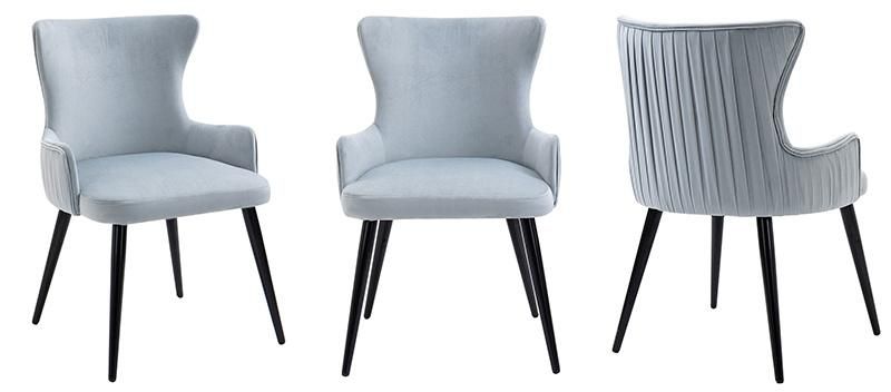 Leisure Velvet Dining Chairs with Black Chrome Legs for Home