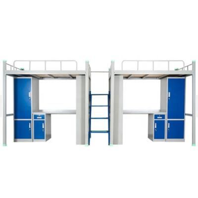 Metal Frame Steel School Furniture Bunk Bed with Ladder
