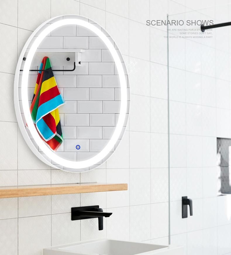 Wall-Mounted LED Dimmable Anti-Fog Oval Bath Mirrors